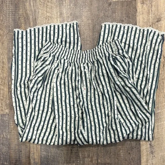Aerie Green Blue and White Striped Pajama Pants Size Large - Picture 2 of 3